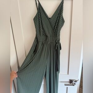 Kaileigh Green Striped Jumpsuit